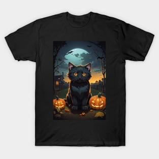 black cat and pumpkin T-Shirt